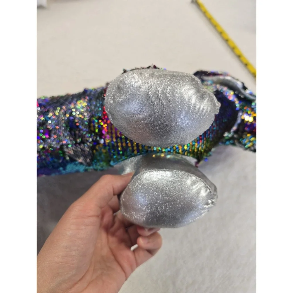 Dan Dee Sequin Dachshund Plush‎ Rainbow Silver Flip Sequins Wiener Dog Toy 19